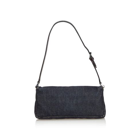 fendi hang bag navy blue|fendi denim baguette sale.